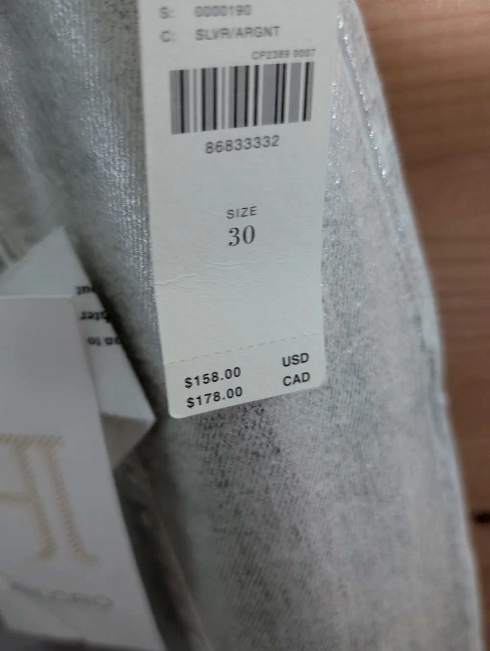 Pilcro Metallic Silver Jeans, NWT, Size 30 - Picture 3 of 4